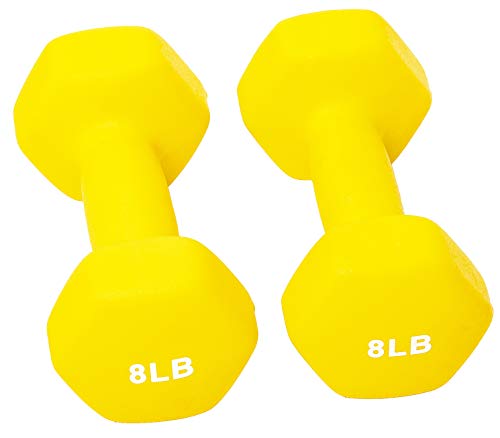 BalanceFrom Set of 2 Neoprene Coated Non-Slip Grip Dumbbell Weights - style: 8 lbs, Set of 2