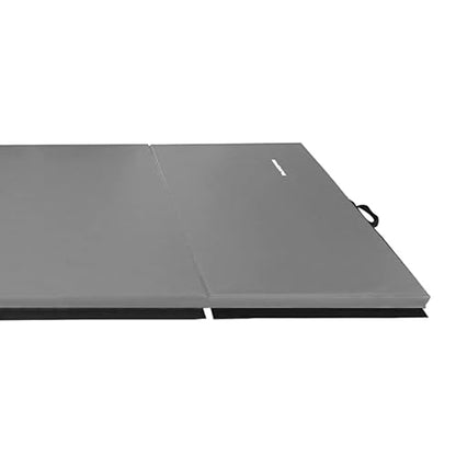 BalanceFrom 10x4 Feet 4-Panel Folding Gymnastics Mat – 2-Inch Thick Pad with Vinyl Surface and Carrying Handles for Tumbling, Yoga, Pilates, Home Workouts, and Martial Arts - color: Gray