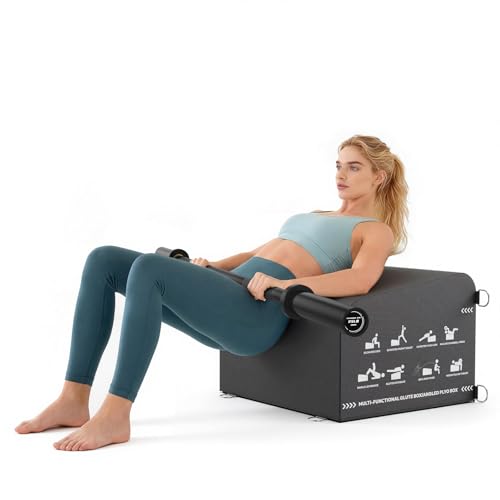 PAPABABE Hip Thrust Bench & Fitness Accessories Set, All-in-One Glute Box, Angled Hip Thrust Box with Anti-Slip Tread, Durable Jump Box at Home Gym, Core & Ab Workout Strength Training
