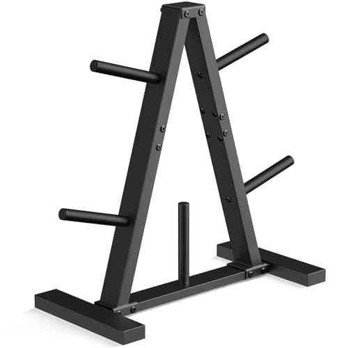 Weight Plate Rack, Weight Tree, Home Gym Storage Stand, Holds 300 lbs - color: 1-inch Black