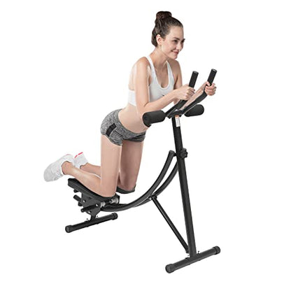 Ab Machine,Portable Core Abs Exercise Machine With LED Display And 6 Silent Rollers,3-Level Adjustment,Adjustable Ab Trainer Machine,For Abs Workout At Home Gym,Ab Machine For Home, Gyms,Etc (Black(Rotatable))