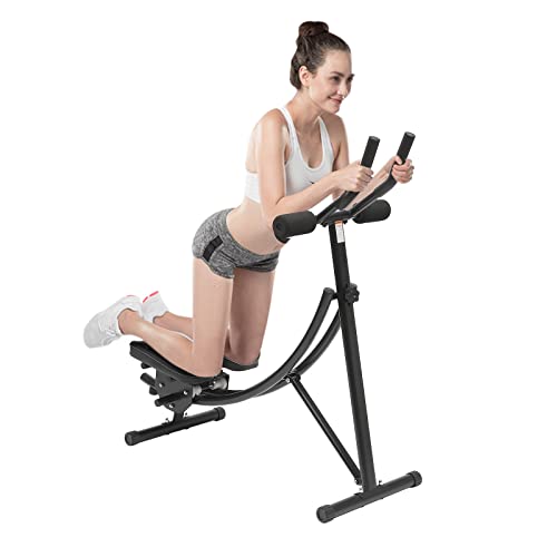 Ab Machine,Portable Core Abs Exercise Machine With LED Display And 6 Silent Rollers,3-Level Adjustment,Adjustable Ab Trainer Machine,For Abs Workout At Home Gym,Ab Machine For Home, Gyms,Etc (Black(Rotatable))