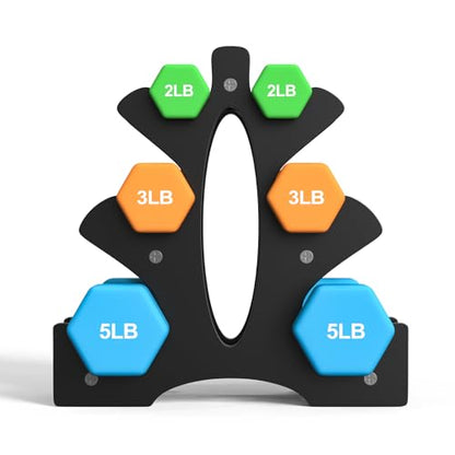 Portzon Weights Dumbbells Set with Various Color and Weights and Compatible, 20 LB, Anti-Slip, Anti-roll, Hex Shape