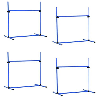 4-Piece Dog Agility Jump Set with Adjustable Height Bars for Training and Exercise, Blue ABS Hurdles with Carry Bag