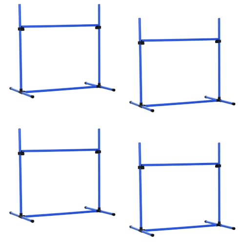 4-Piece Dog Agility Jump Set with Adjustable Height Bars for Training and Exercise, Blue ABS Hurdles with Carry Bag