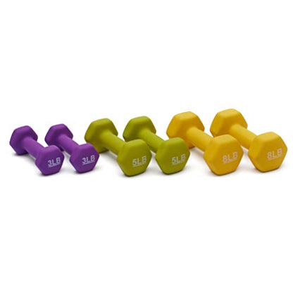 Amazon Basics Neoprene Dumbbell Hand Weights for Exercise and Muscle Toning - style: Rack with 3 Pairs (3, 5, and 8 Pound)