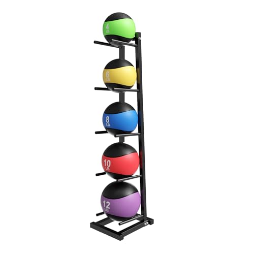 2026 NEW Medicine Ball Rack, Medicine Ball Storage, Adjustable Medicine Ball Storage Tree, Holds 5 Balls for Strength Training, Holds Balls up to 11" Diameter for Home Gym