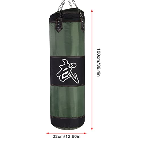 Empty Training Boxing Sandbag Hook Kick Punching Bag for Karate Fight Practice with Chain and Zipper Seal - color: Green, size: 1m/3.3ft