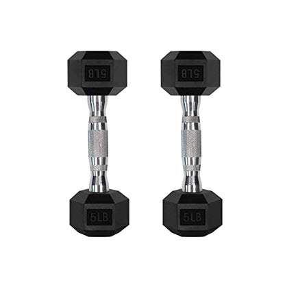 RitFit Rubber Coated Hex Dumbbell Set with Rack, 5-780LB for Home Gym Strength Training, Anti-Slip Knurled Handle, Hexagon Anti-Roll, Heavy-Duty Storage Rack - style: 2 X 5 LBS
