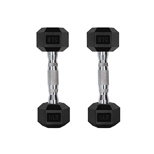 RitFit Rubber Coated Hex Dumbbell Set with Rack, 5-780LB for Home Gym Strength Training, Anti-Slip Knurled Handle, Hexagon Anti-Roll, Heavy-Duty Storage Rack - style: 2 X 5 LBS