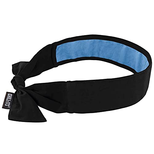 Ergodyne Chill Its 6700CT Cooling Bandana, Lined with Evaporative PVA Material for Fast Cooling Relief, Tie for Adjustable Fit, 2-Pack Black