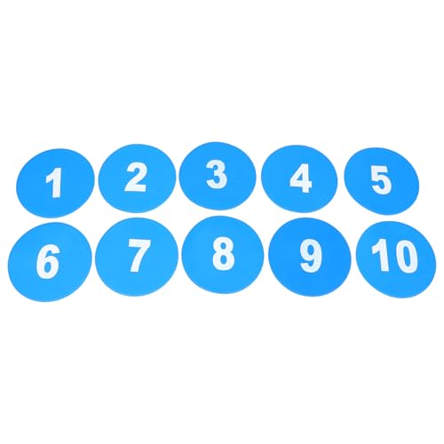 10pcs Soccer Training Discs 23cm Flat Numbered Agility Markers Non-Slip Blue Football Floor Spot Markers for Speed Drills and Field Practice