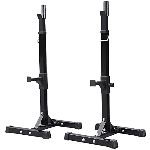 Yaheetech 2PCS Adjustable 44-70 Inch Squat Rack Portable Utility Home Gyms Workout Weight Dumbbell Racks Stands for Exercise & Fitness Strength Training