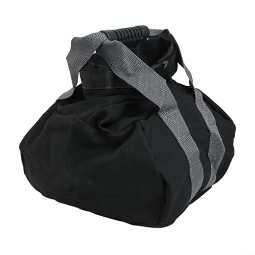 Adjustable Canvas Kettlebell Sandbag with Handle for Home Gym Strength Training, Portable Empty Weight Bag for Yoga Pilates Resistance Workout, Black