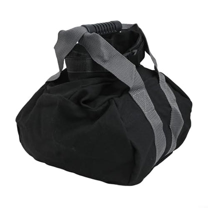 Adjustable Canvas Kettlebell Sandbag with Handle for Home Gym Strength Training, Portable Empty Weight Bag for Yoga Pilates Resistance Workout, Black
