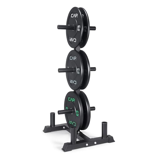 CAP 2-inch Olympic Bumper Plate Weight Set | 100-370 lbs | Multiple Colors | Storage Rack Optional - size: 100 lb - Set with Rack, style: ECONOMY