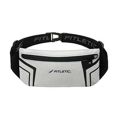 Fitletic Modern Sports Running Belt For Men & Women – Water Resistant Pouch - Fits All Smart Phones- Lightweight, Low Profile Design –Lycra Coated With Inner Card Organizer Pocket - color: Silver