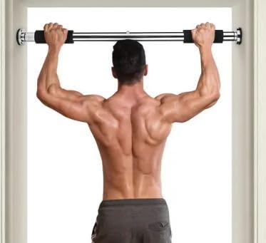 Saini_MEDICOS Pull Up Bars for Home Workout -Chin Up Bar Gym Accessories for Men Door Way Adjustable Hanging Rod Without Screw, Anti-Skid Grip, Strength Training Exercise Bar- Pullup Bar Red Black