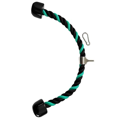 Heavy Tricep Rope Cable Machine Accessories Nylon Tricep Rope for LAT Pull Down Pulley System Attachment, for Home Gym Weight Fitness with Carabiner - color: Green&Black