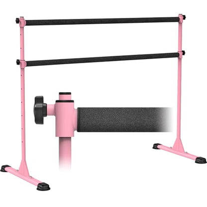 Dolibest Freestanding Ballet Bar, Height Adjustable Ballet Bar, Heavy Duty Dance Bar, with Non-Slip Rubber Pads, Enhanced Stability, Dance/Yoga/Fitness Stretching Bar, Ideal for Kids and Adults - color: Pink- 5ft Steel Cross Bar+ Black Cloth Cover
