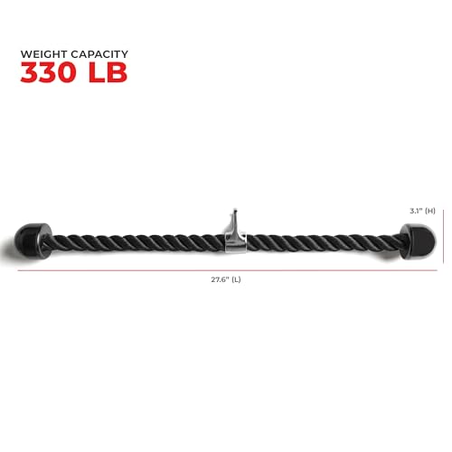 Sunny Health & Fitness Power Cage Squat Rack Upgrade Attachments, Dip Bar, Plate Bar Holder, Belt Squat, J Hook, Lat, Adapter, U Ring, Pull Up Bar, Landmine, Captain's Chair, Tricep Rope For Home Gym - style: Tricep Rope