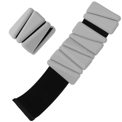 Wrist Weights Set of 2(2Lbs Each), Adjustable Silicone Workout Weights for Women and Men, Wearable Ankle/Wrist Weights Suitable for Yoga, Dance, Pilates, Pool Exercises and Jogging - color: Grey 4lb