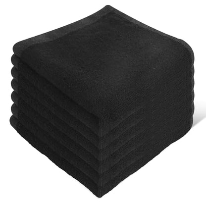 6 Pack Bamboo Fiber Washcloths Face Towels for Body - color: Black