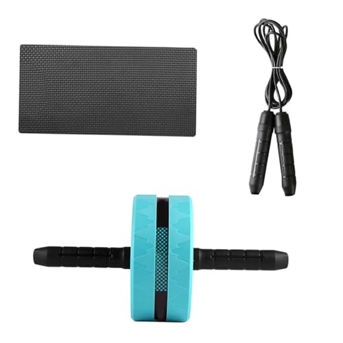 FRCOLOR Ab Roller Wheel for Gym with Knee Pad and Jump Rope, Blue Exercise Fitness Roller Wheel for Home Abdominal Workout and Core Strength Training