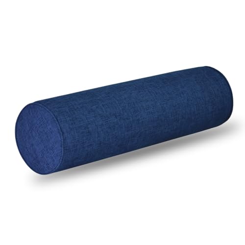 Memory Foam Cylinder Pillow - Ergonomic Cervical Pillow for Neck/Legs/Back Support, Decorative Bolster for Home Sofa/Bed, Neck Roll Memory Foam Cushion with washable cover (Prussian blue, 6x24) - color: Prussian Blue, size: 6x24