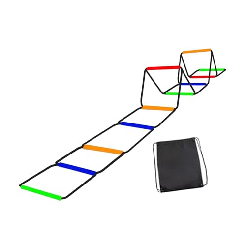 Agility Ladder Soccer Ladder Power Ladder Carbon Steel Material Easy Assembly Suitable for Football Basketball Rugby Volleyball - size: 10 Grids With Bag