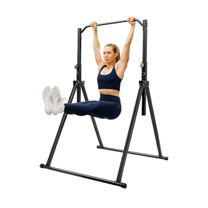 Foldable Power Tower Pull Up Bar, Height Adjustable Dip Station for Home Gym, Multi-Function Fitness Equipment for Strength Training and Workouts
