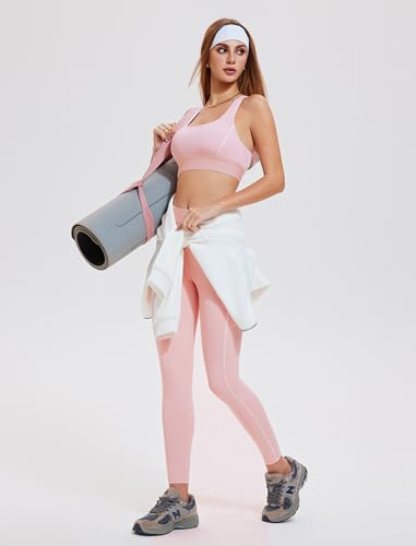 Women's 2 Piece Workout Sets Athletic Yoga Outfits with High Waist Tummy Control Tops and Leggings for Gym Running