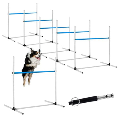 Halloscume 6 Pcs Dog Agility Training Jumps Hurdles,Blue and White - color: Blue and White