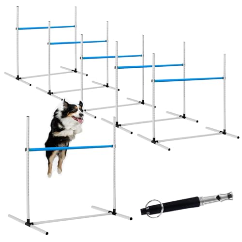 Halloscume 6 Pcs Dog Agility Training Jumps Hurdles,Blue and White - color: Blue and White
