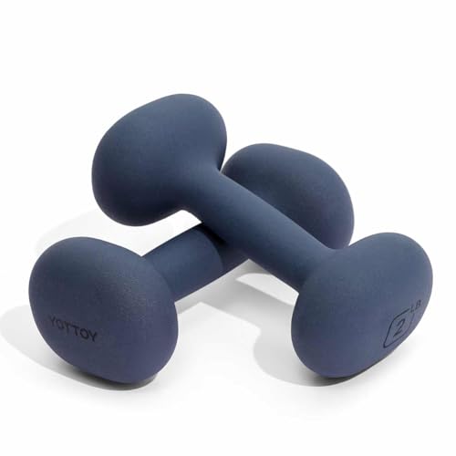 YOTTOY Dumbbell Set of 2,2-15 Pound Hand Weights for Women, Non-Slip Hand Weights for Home Gym, Strength Training, and Full-Body Workouts - color: Blue, size: 2LB-Pair