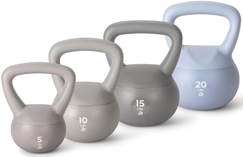 bintiva Soft Kettlebells - Sea and Iron Sand Filled Weights for Women and Men - Color Coded Kettle Bell Sets