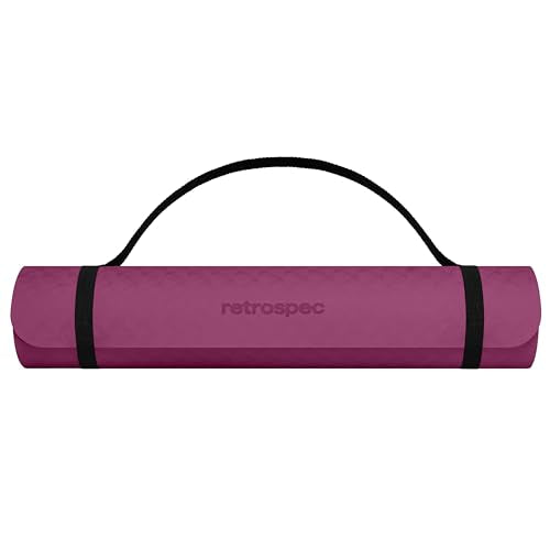 Retrospec Zuma Yoga Mat 6mm Thick Non-Slip TPE Exercise Mat | Cushioned Workout Mat for Yoga Pilates and Home Stretching | 72 x 24 with Carrying Strap