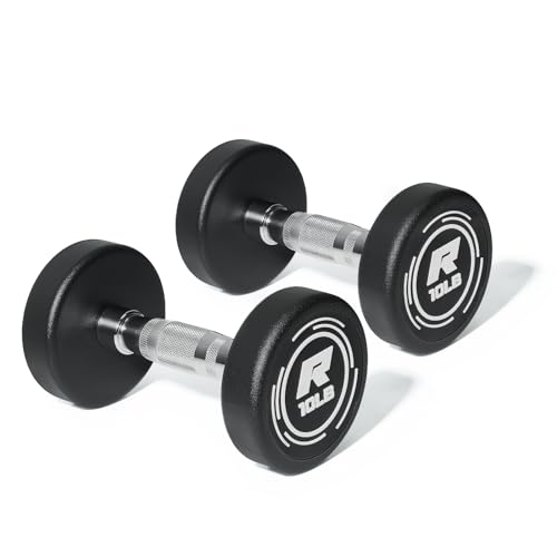 RitFit 5-250 LBS PVC Encased Round Dumbbell sets with Knurled Handle and Optional Rack, Strength Training Equipment for Home Gym - style: 10LB×2
