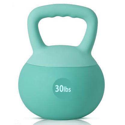 DlandHome Kettlebell Weights Strength Training Kettlebell-Great for Full Body Workout and Strength Training,Easy Grip Handle,PVC Filled with Iron Sand - color: Mint Green-30lbs