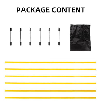 6 Pcs 5FT Adjustable Agility Training Poles for Soccer,Basketball,Football,Dog,Horse Training-Speed and Agility Training Equipment Sports Training Sticks with Stainless Steel Ground Nails - color: Yellow