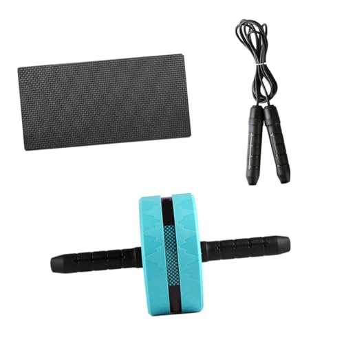 Mikinona Blue Ab Roller Wheel with Knee Pad and Jump Rope for Women Non-slip Handles Core Strength Trainer for Home Gym Fitness Equipment Suitable for Beginners and Advanced Abdominal