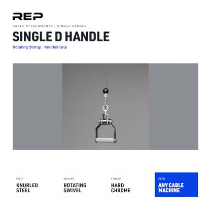REP Fitness LAT Pulldown and Low Row Cable Machine Attachments and Functional Trainer Attachments – Curl Bar, D-Handle, Ankle Cuff, Tricep Rope, Sports Handle, Straight Bar, Row, Chinning Triangle - style: D Cable Handle Pro Style