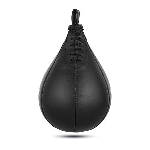 Hunter Leather Speed Bag for Boxing, Premium Cowhide Punching Speed Bag with Swivel, Lightweight Bladder for Fast Rebounds & Reflex Training