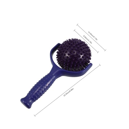 Yardwe Handheld Yoga Massage Stick with Spiky Ball, Large Muscle Roller for Shoulder and Calves, Portable Stretching Stick for Gym and Pilates Posture Correction, Blue and Purple