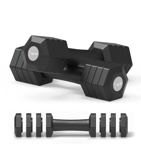 Adjustable Dumbbells Set, 4 in 1 Hand Weights Set for Women Men 10 LB/ 12 LB Dumbbell Pair Each 2lbs 3lbs 4lbs 5lbs Weights Dumbbells Set with TPU Soft Rubber Handle for Home Gym Exercise Fitness - color: Black, style: 10 lbs Pair [5 lbs Each]