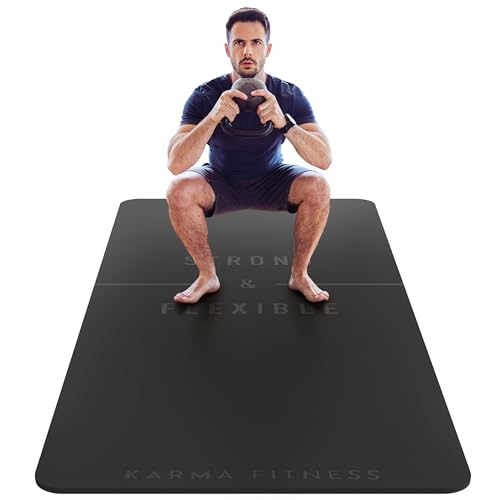 Large Workout Mat - 10mm Extra Thick Exercise Mat & Wide Yoga Mat, 72"x32" - color: Black - Engraved