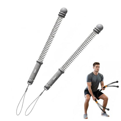 Saker Adjustable Ropeless Battle Ropes - No Installation Workout Equipment with Spring Handles & Weight Rings for Home Gym, Full Body Training (Grey)
