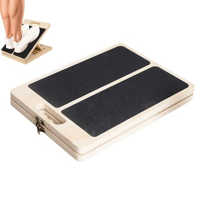 Foldable Wood Slant Boards for Exercise, 39.5x29.5x4cm Calf Stretch Board with Adjustable Leg Extender Plate for Pilates, Yoga, Fitness, Workout