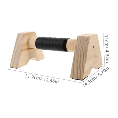 Cabilock Wooden Push up Bars Parallettes Set, Beech Wood Push up Stands with Non-slip Base, 30cm Strength Training Equipment for Men and Women Home Workout and Calisthenics
