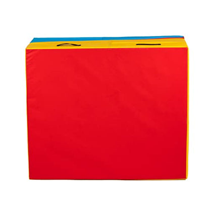PRISP Folding Incline Gym Mat - Extra Long 71 x 28 x 14 in Wedge Gymnastics Tumbling Mat for Kids - color: Red; Yellow; Blue